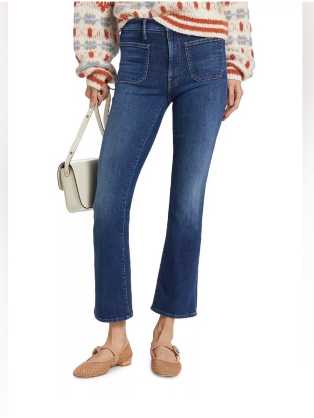 NWT MOTHER The Patch Pocket Insider Flood Jeans in You're A Riot. Size 26